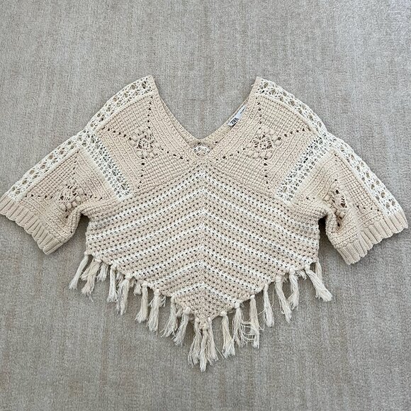 Zara Sweaters - Zara Striped Short Sleeve Poncho Cardigan Sweater M